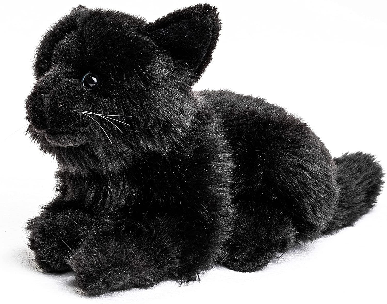 Katze, liegend (schwarz) - 20 cm (Länge) - Plüsch-Kätzchen - Plüschtier, Kuscheltier