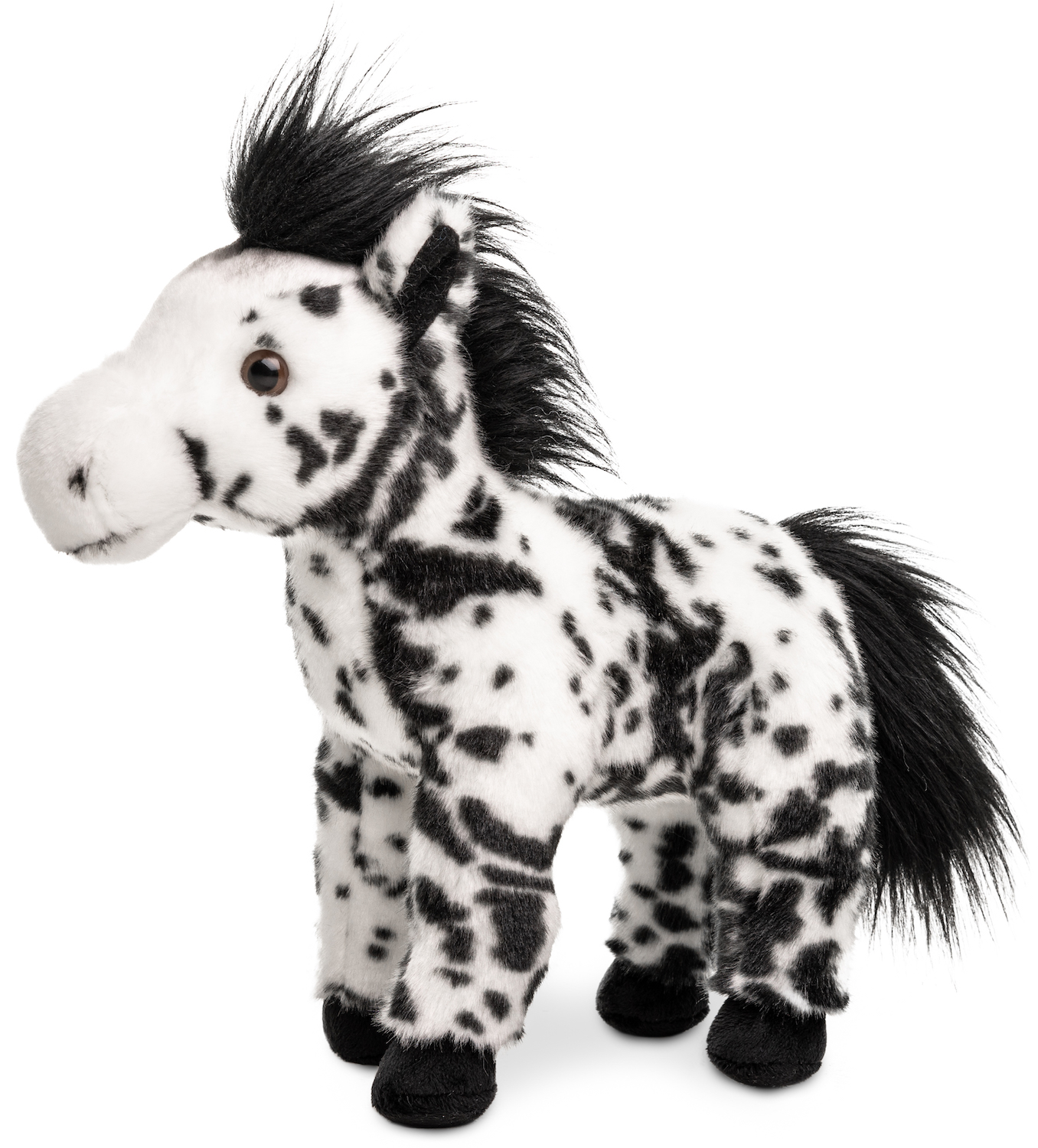 Pferd weiß mit schwarzen Flecken, stehend - 28 cm (Höhe) - Plüschtier, Kuscheltier