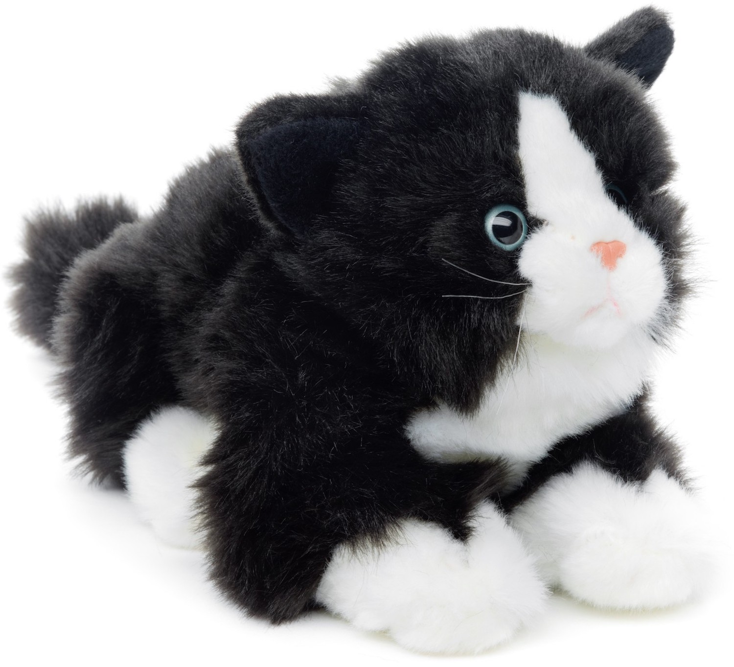 Katze, liegend (schwarz-weiß) - 20 cm (Länge)
