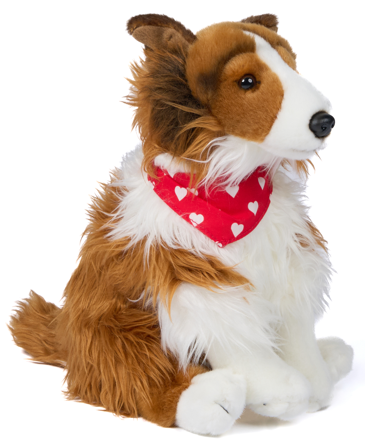Long-haired collie with scarf "❤️" - 27 cm (height)