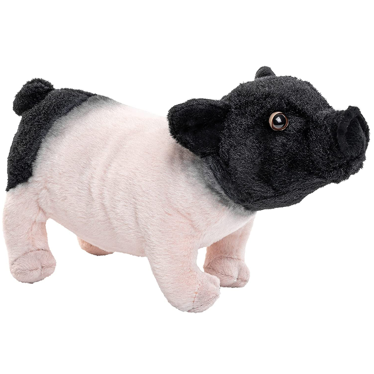 PIG BLACK AND PINK PLUSH 20cm SOFT CUDDLY FLUFFY REALISTIC TOY PIGLET