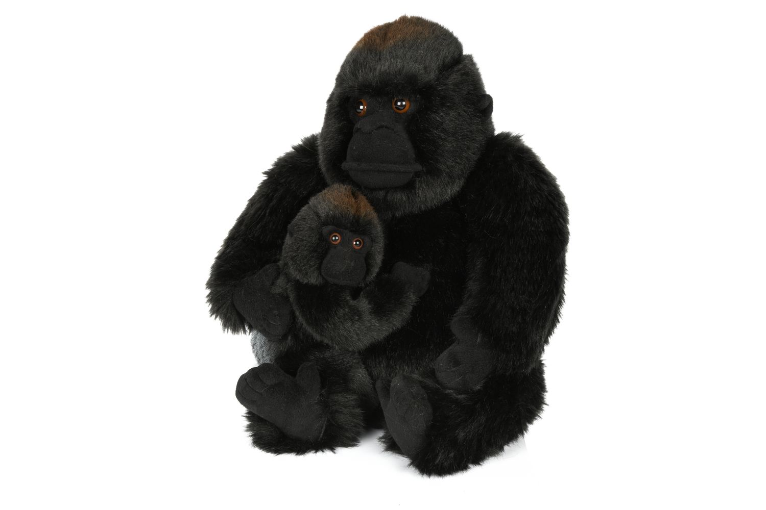 Gorilla mit Baby, sitzend - 29 cm (Höhe) - Plüsch-AFFE - Plüschtier, Kuscheltier