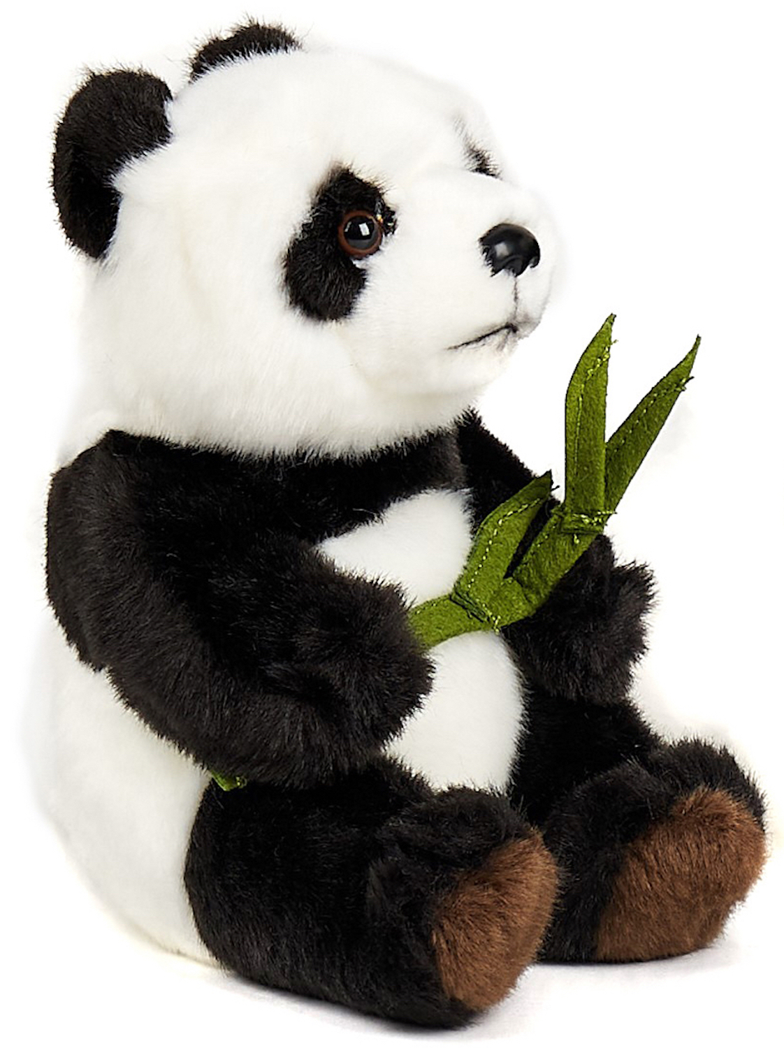 Pandabär mit Blatt, sitzend - 17 cm (Höhe)