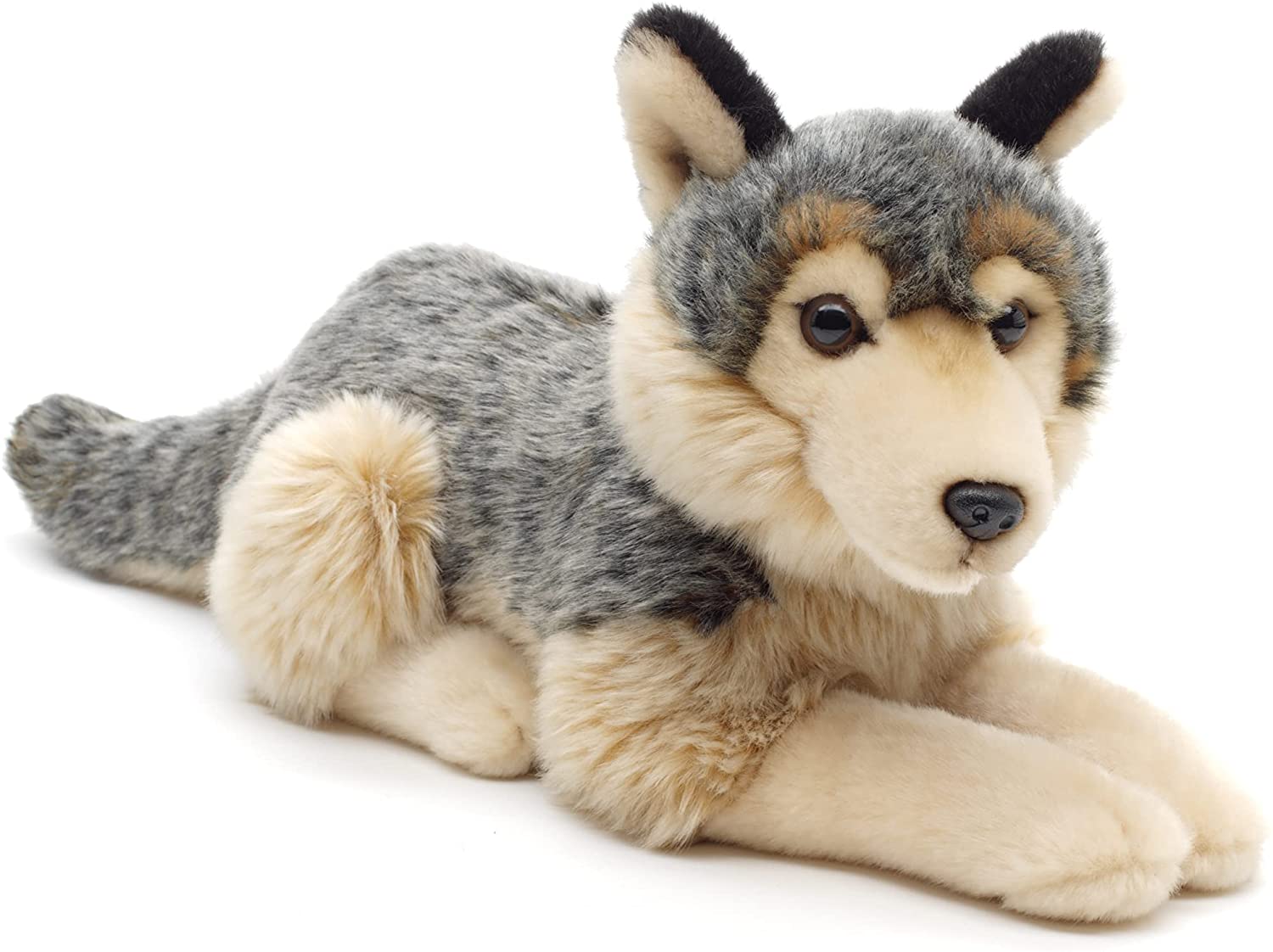 Uni-Toys - Grauwolf, liegend - 30 cm (Länge) - Plüsch-Wolf, Lupus - Plüschtier, Kuscheltier 