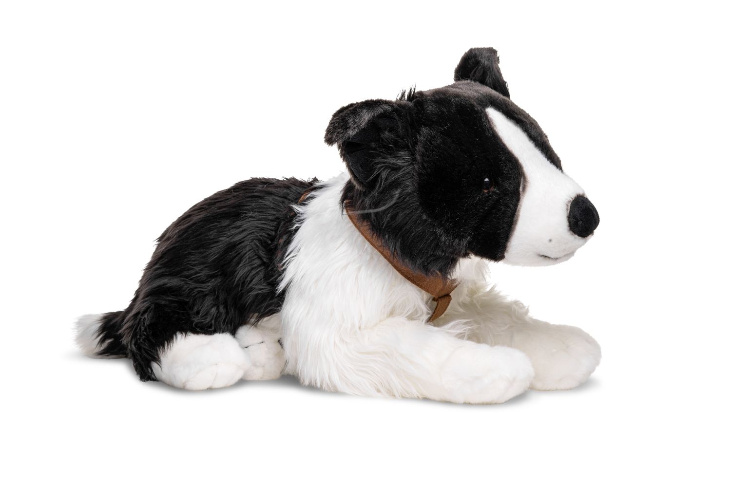 Border Collie schwarz-weiß, liegend (mit Geschirr) - 64 cm (Länge) - Plüsch-Hund, Haustier - Plüschtier, Kuscheltier