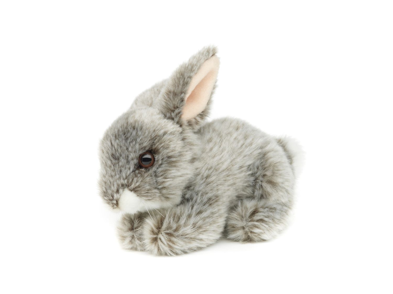 Hase, liegend (grau) - 18 cm (Länge) - Plüsch-Kaninchen - Plüschtier, Kuscheltier