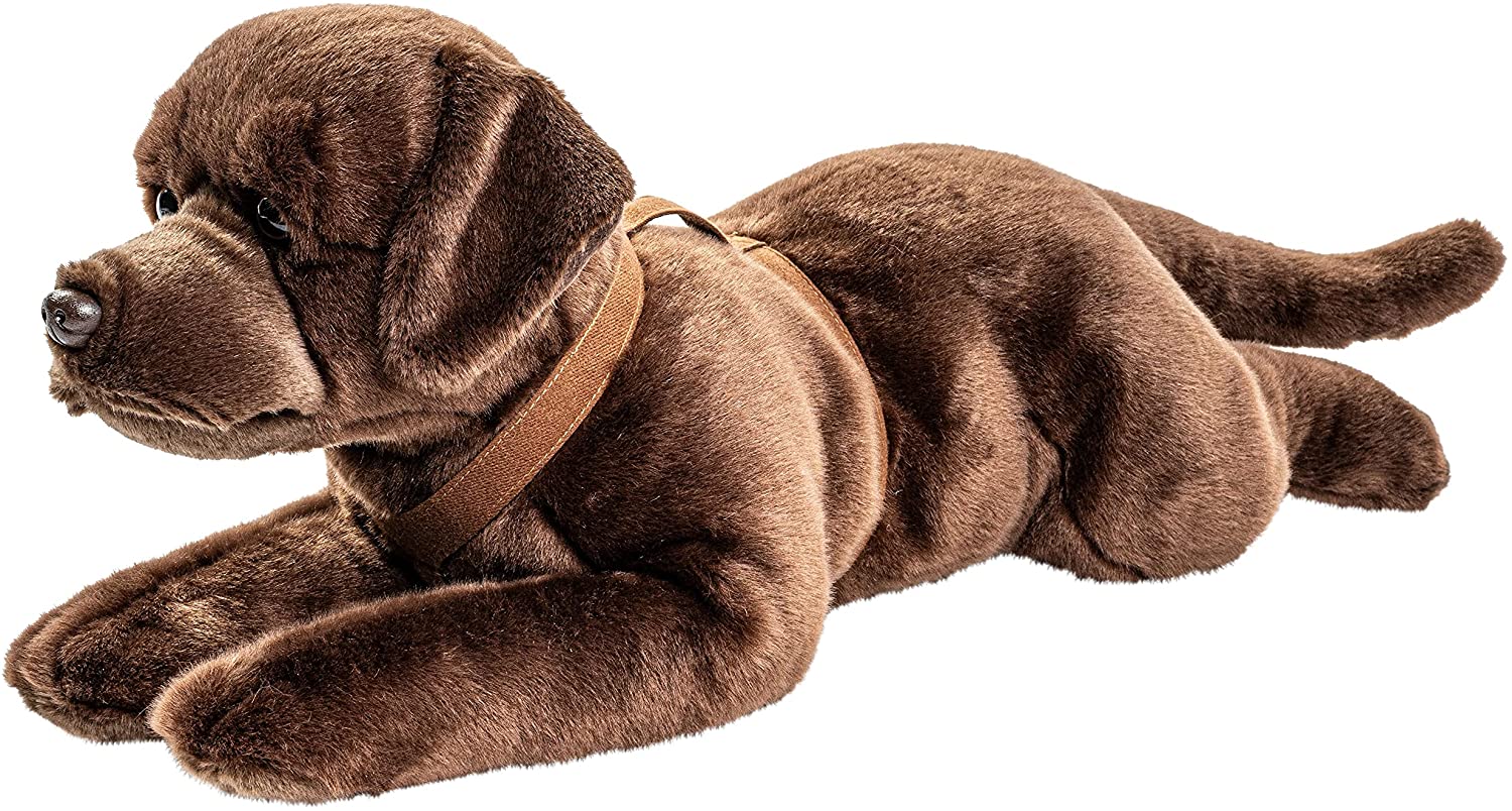 Labrador, liegend, mit Geschirr (braun) - 60 cm (Länge) 