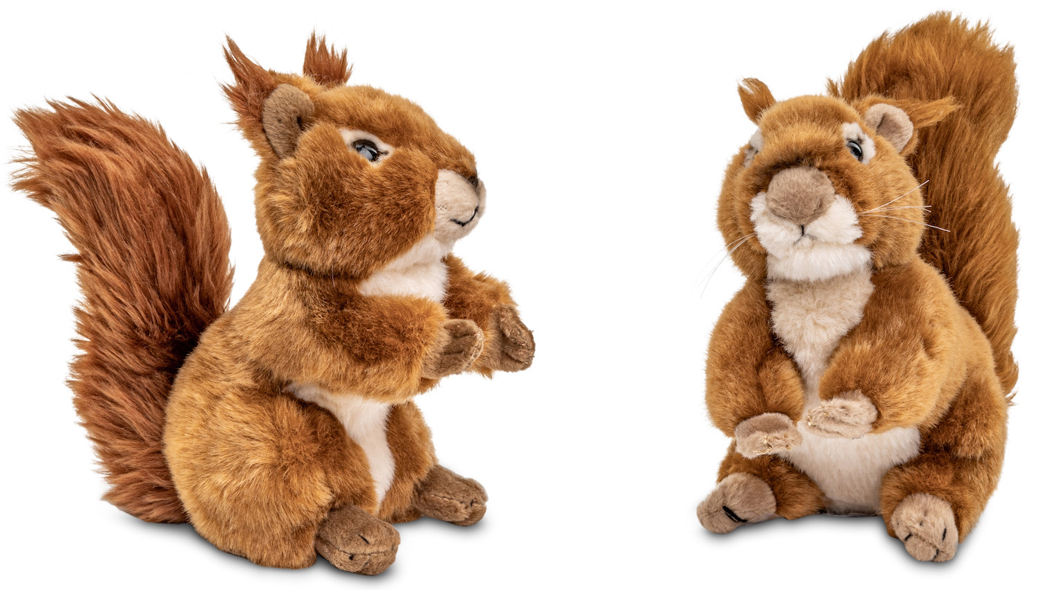 Uni-Toys - squirrel (2-piece set) - standing (height 17 cm) + lying (length 19 cm) - plush croissants - plush toy, cuddly toy