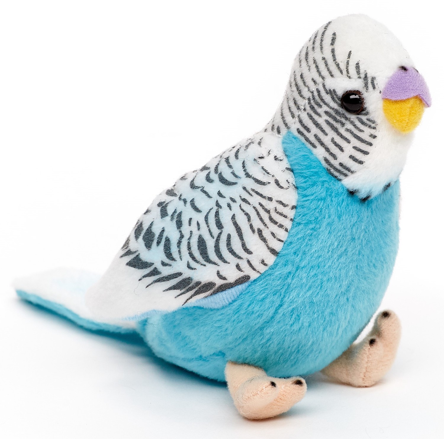 Budgie without voice (blue) - 12 cm (height) - plush bird - soft toy, cuddly toy