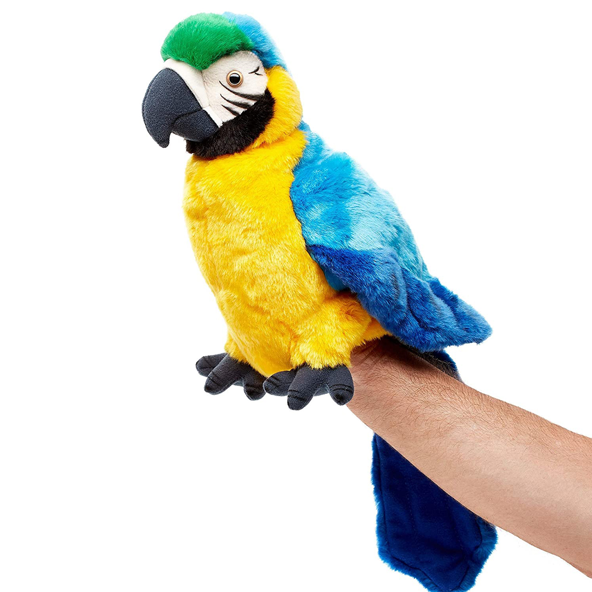 Uni-Toys - Handpuppe Papagei mit drehbarem Kopf - 26 cm (Höhe) - Vogel - Plüschtier, Kuscheltier