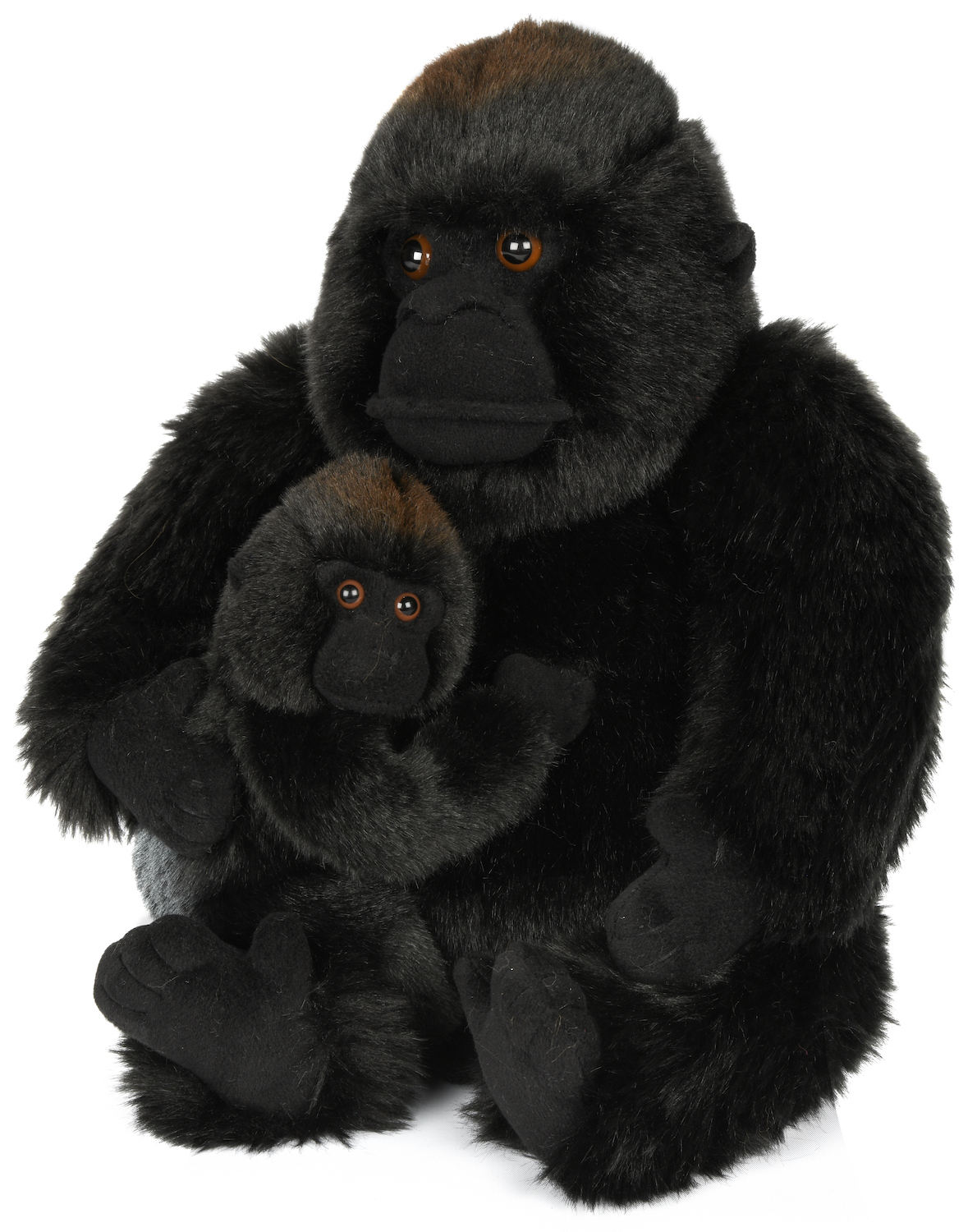 Gorilla mit Baby, sitzend - 29 cm (Höhe)