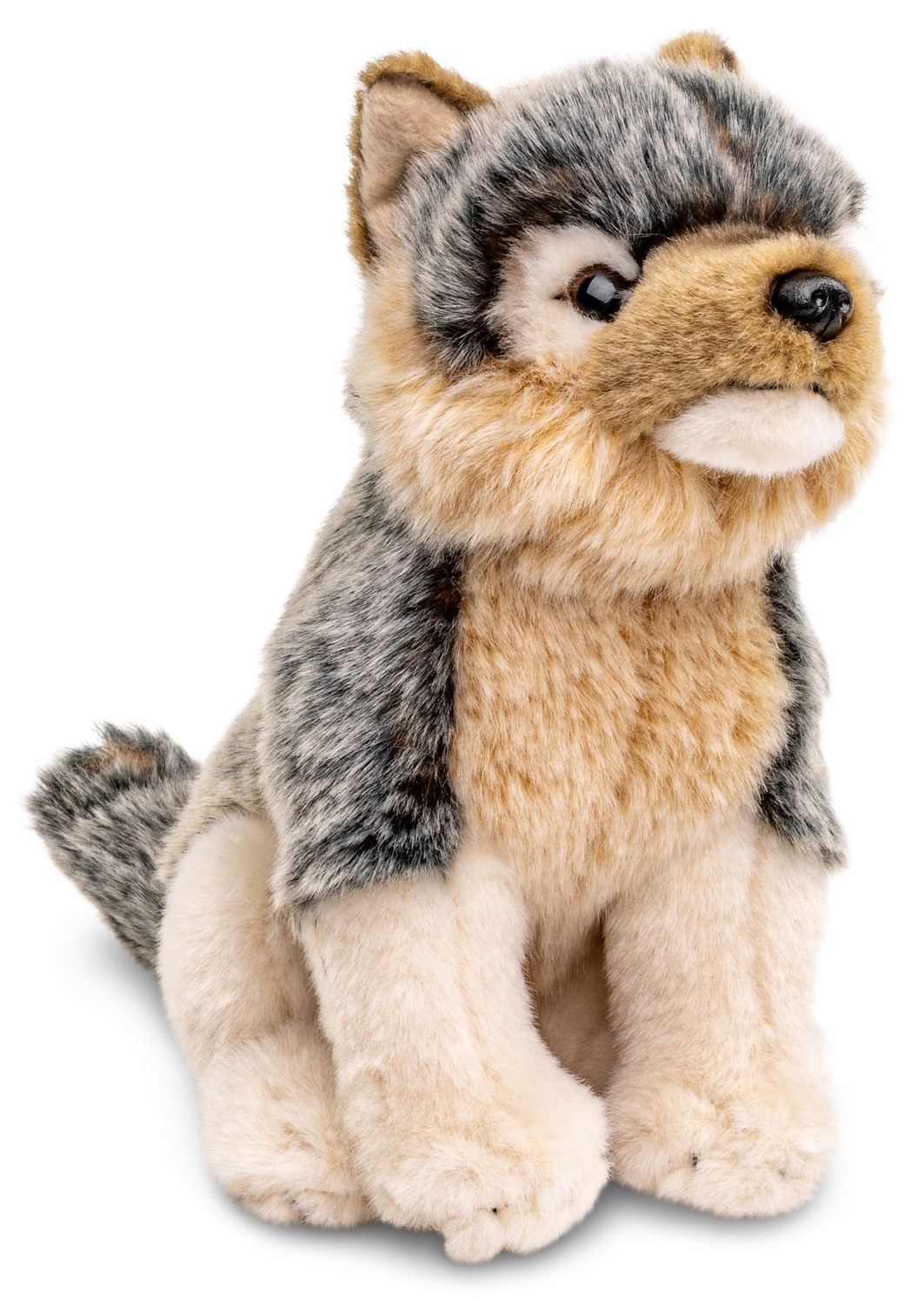 Grauwolf Junges, sitzend - 26 cm (Länge) 