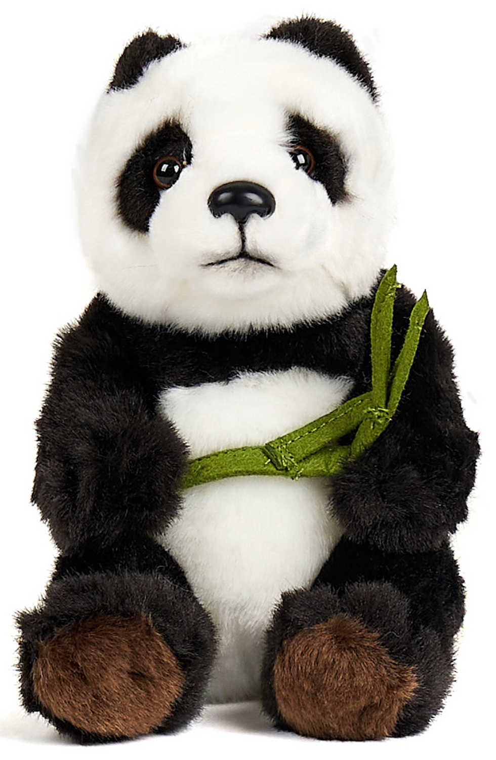 Pandabär mit Blatt, sitzend - 17 cm (Höhe)