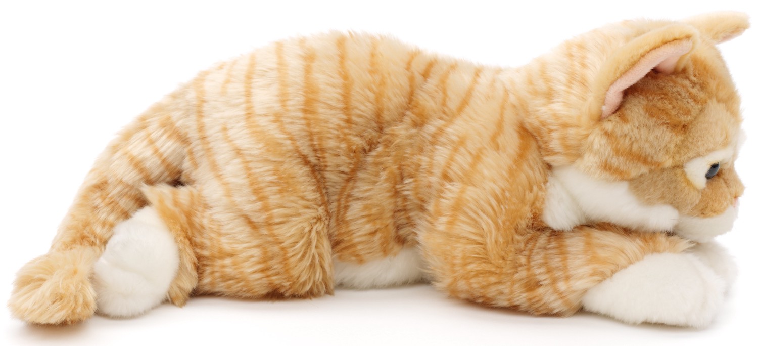 Katze mit getigertem Fell, liegend (rot-braun) - 38 cm (Länge) 
