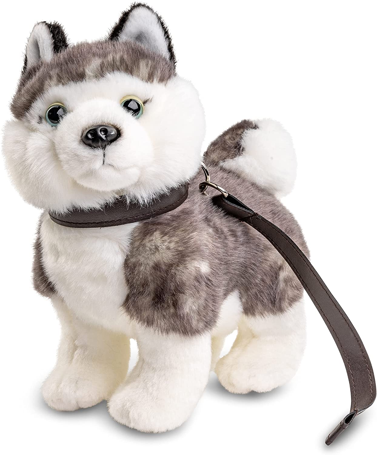 35cm lang Uni-Toys Neuware wunderschöner Hund Husky dunkel ca 