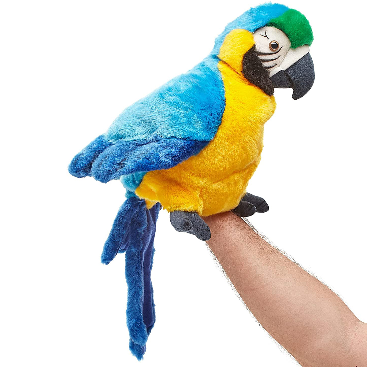 Uni-Toys - Handpuppe Papagei mit drehbarem Kopf - 26 cm (Höhe) - Vogel - Plüschtier, Kuscheltier