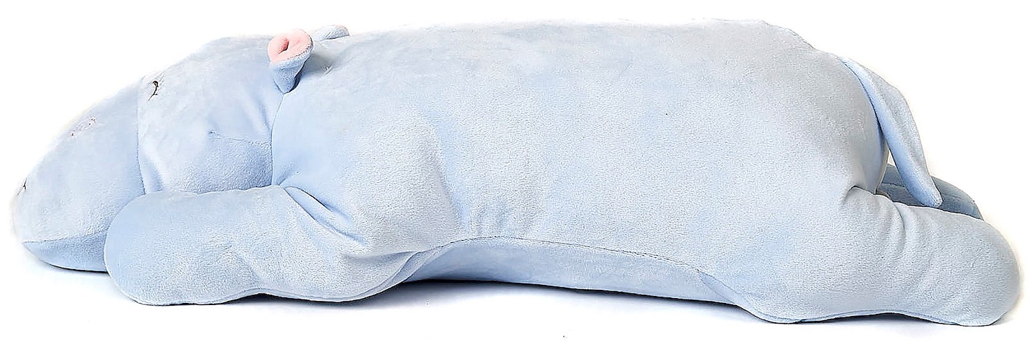 Uni-Toys - pillow plush hippopotamus (light blue), ultra soft - 60 cm (length) 