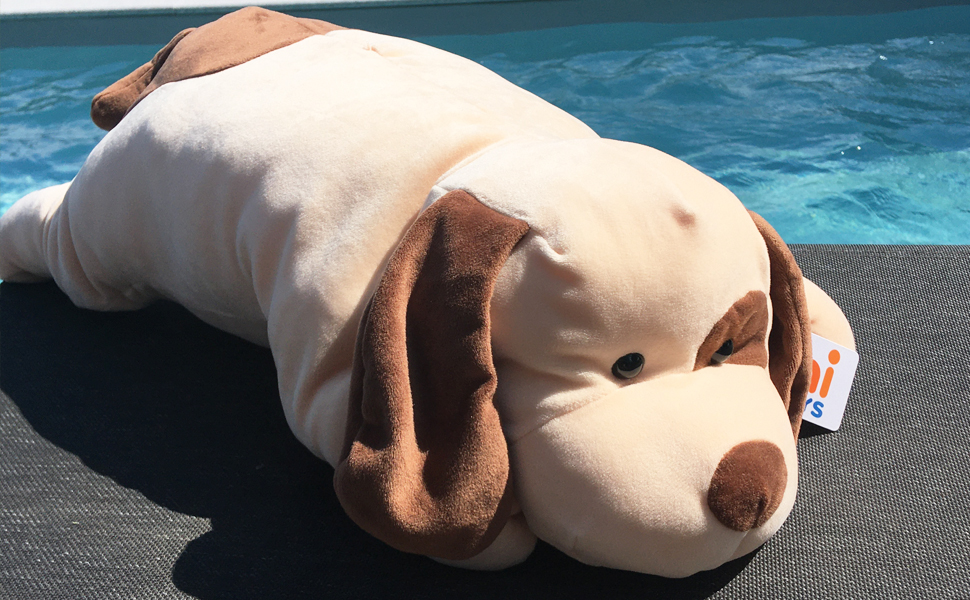 Uni-Toys - Kissen Plüsch-Hund (braun-beige), ultraweich - 60 cm (Länge) - Plüschtier, Kuscheltier