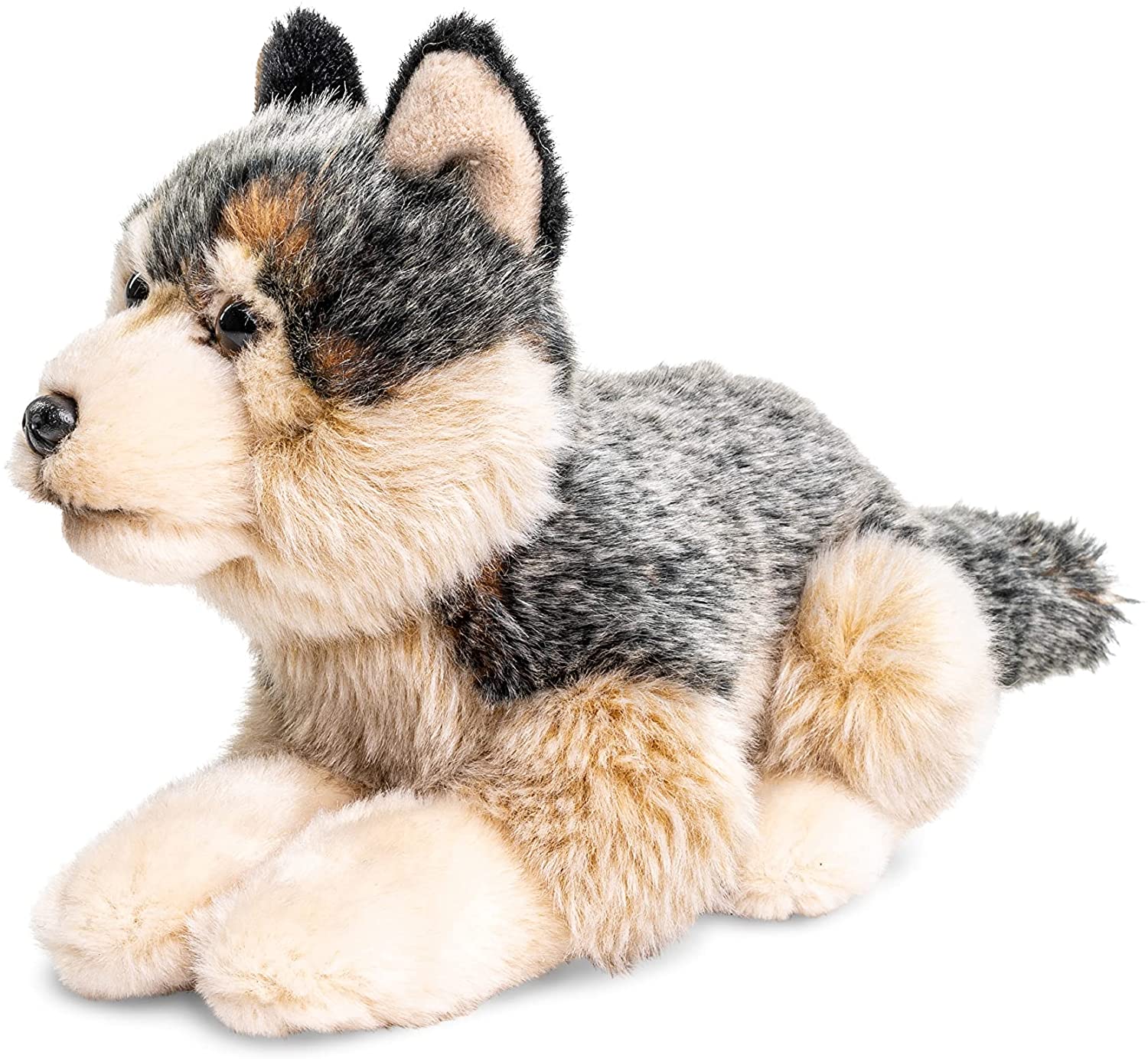 Uni-Toys - Grauwolf, liegend - 22 cm (Länge) - Plüsch-Wolf, Lupus - Plüschtier, Kuscheltier 
