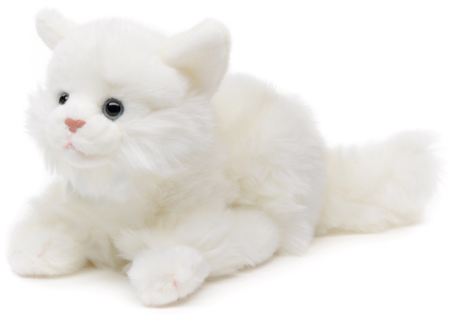 Katze, liegend (weiß) - 20 cm (Länge)