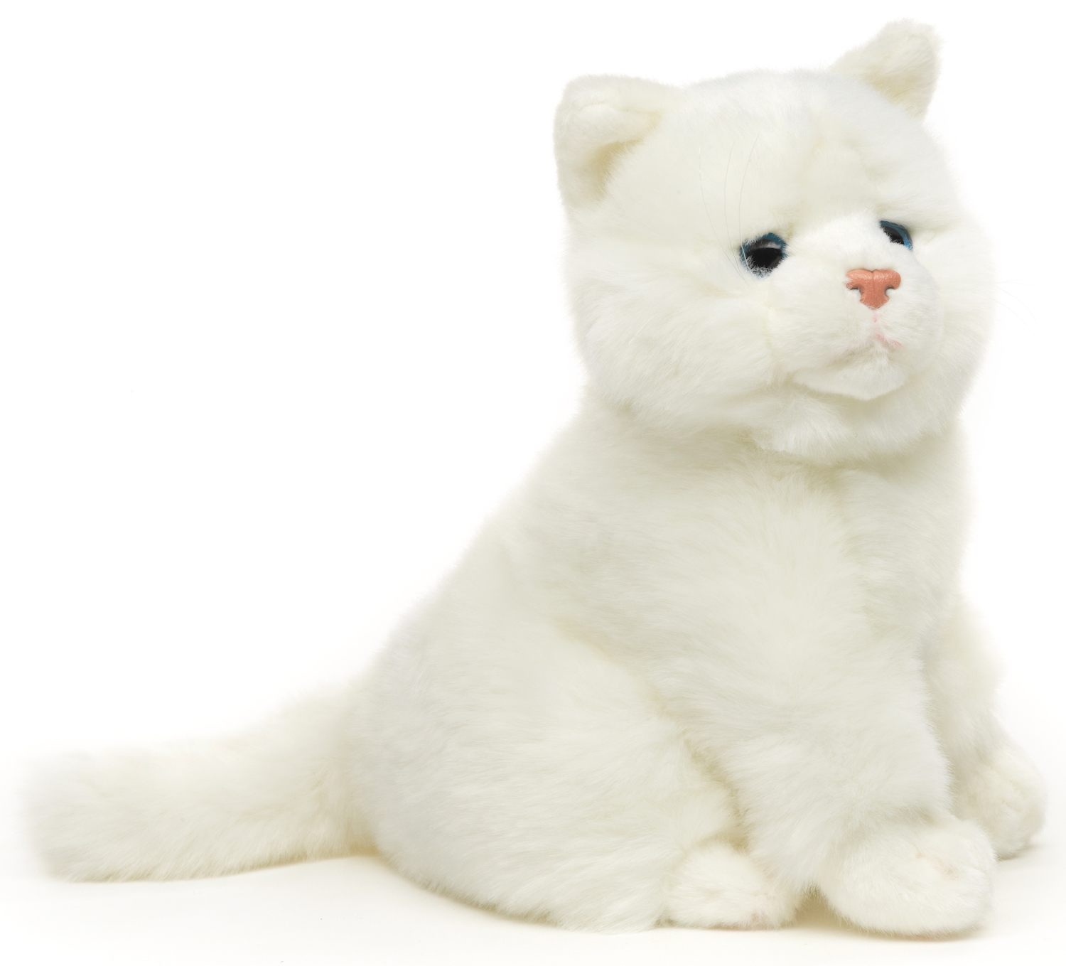 Katze weiß, sitzend - 21 cm (Höhe) - Plüschtier, Kuscheltier
