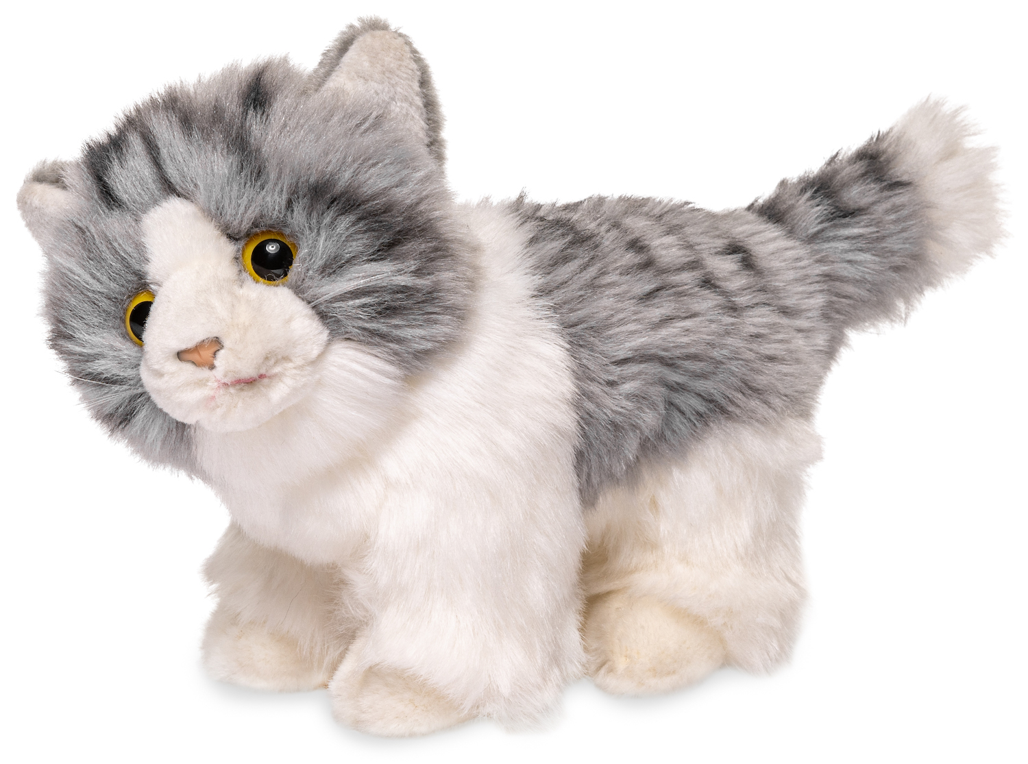Kätzchen, stehend (grau-weiß) - 18 cm (Länge) 