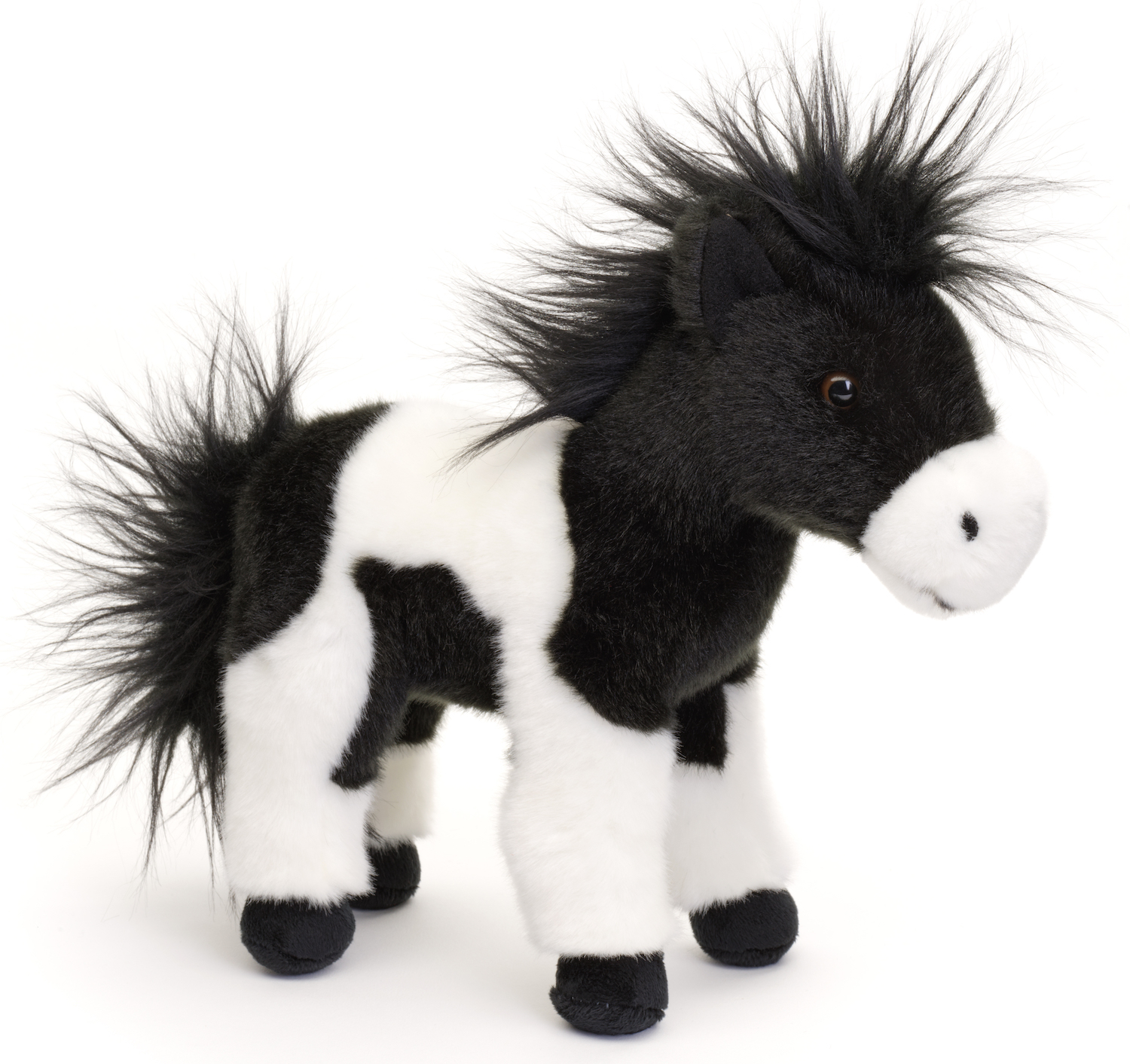Pferd schwarz-weiß, stehend - 23 cm (Höhe) - Plüschtier, Kuscheltier