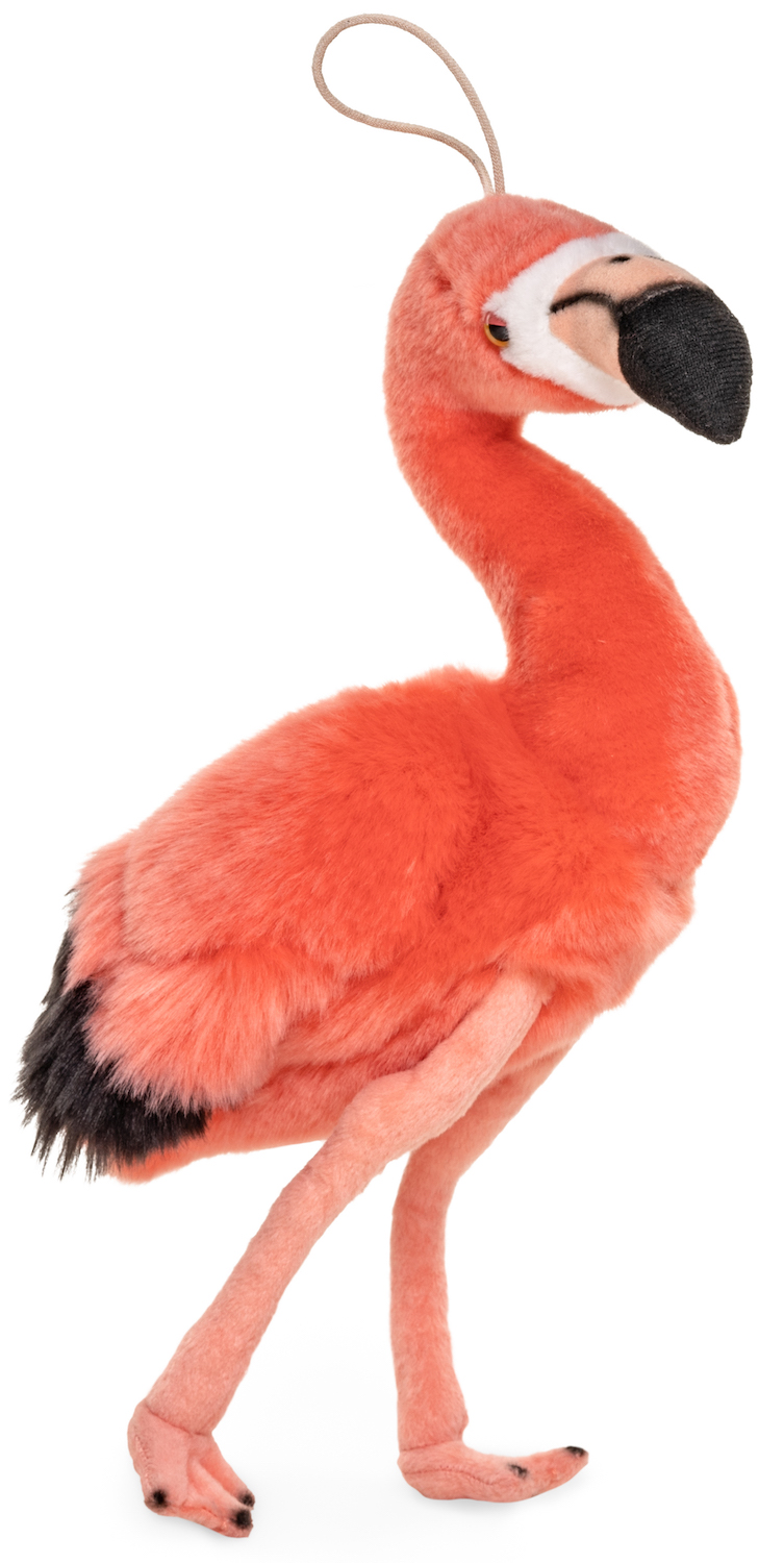 Flamingo pink, with loop - 19 cm (height) - plush bird - soft toy, cuddly toy