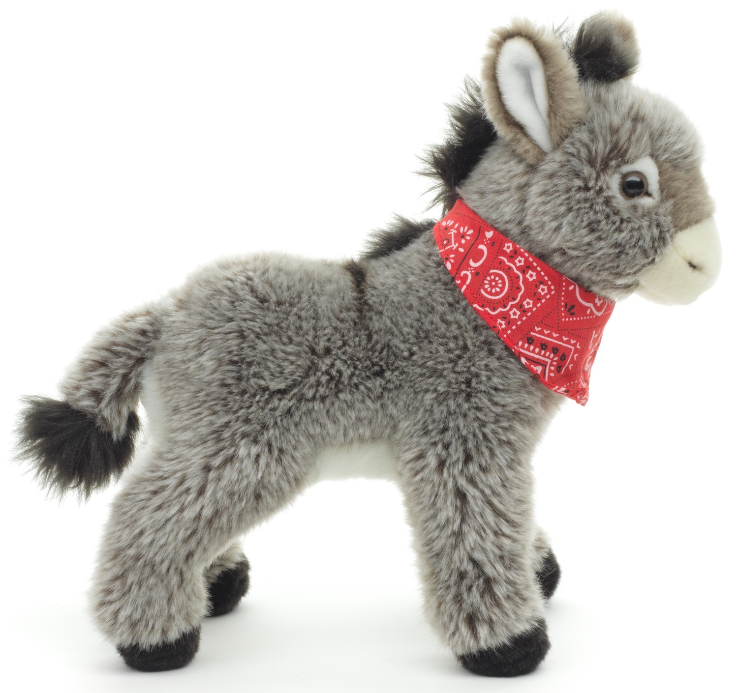 Uni-Toys - Donkey With Bandana, Standing - 30 cm (height) - Plush Donkey - Soft Toy, Cuddly Toy