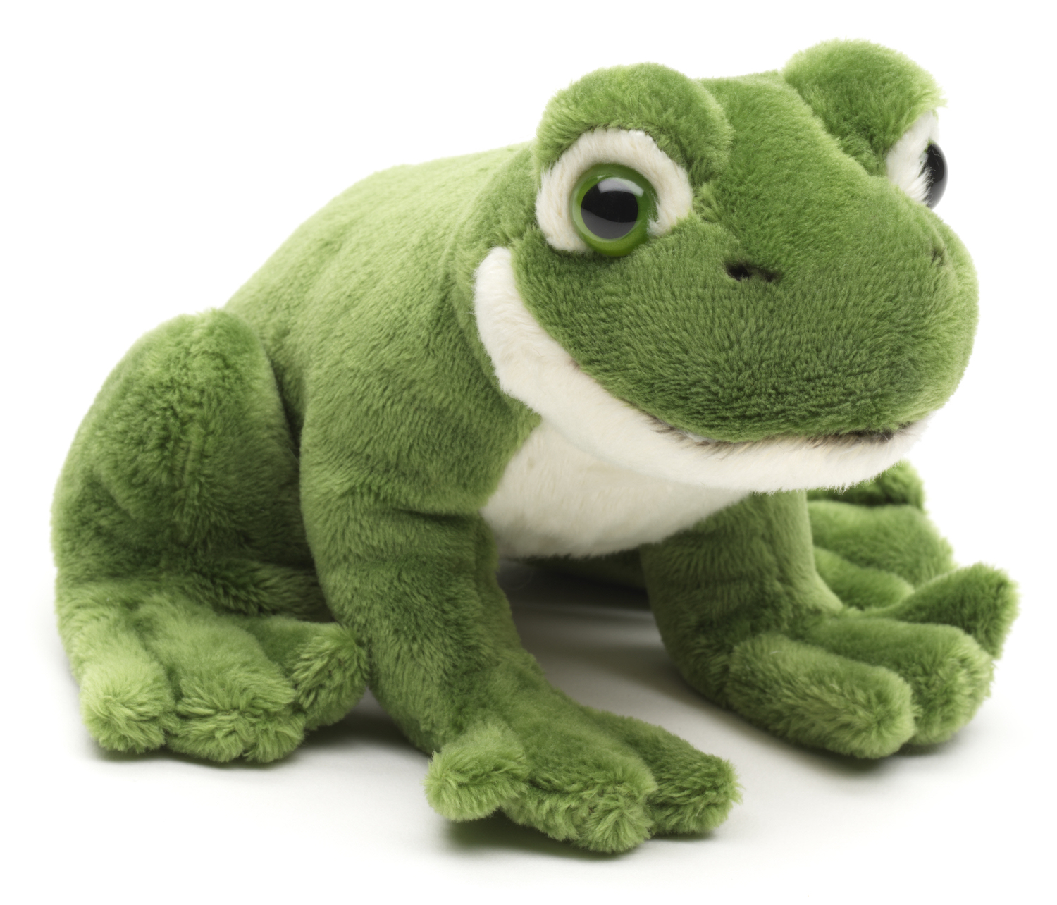 Green Frog Plushie, sitting - 13 cm (length)