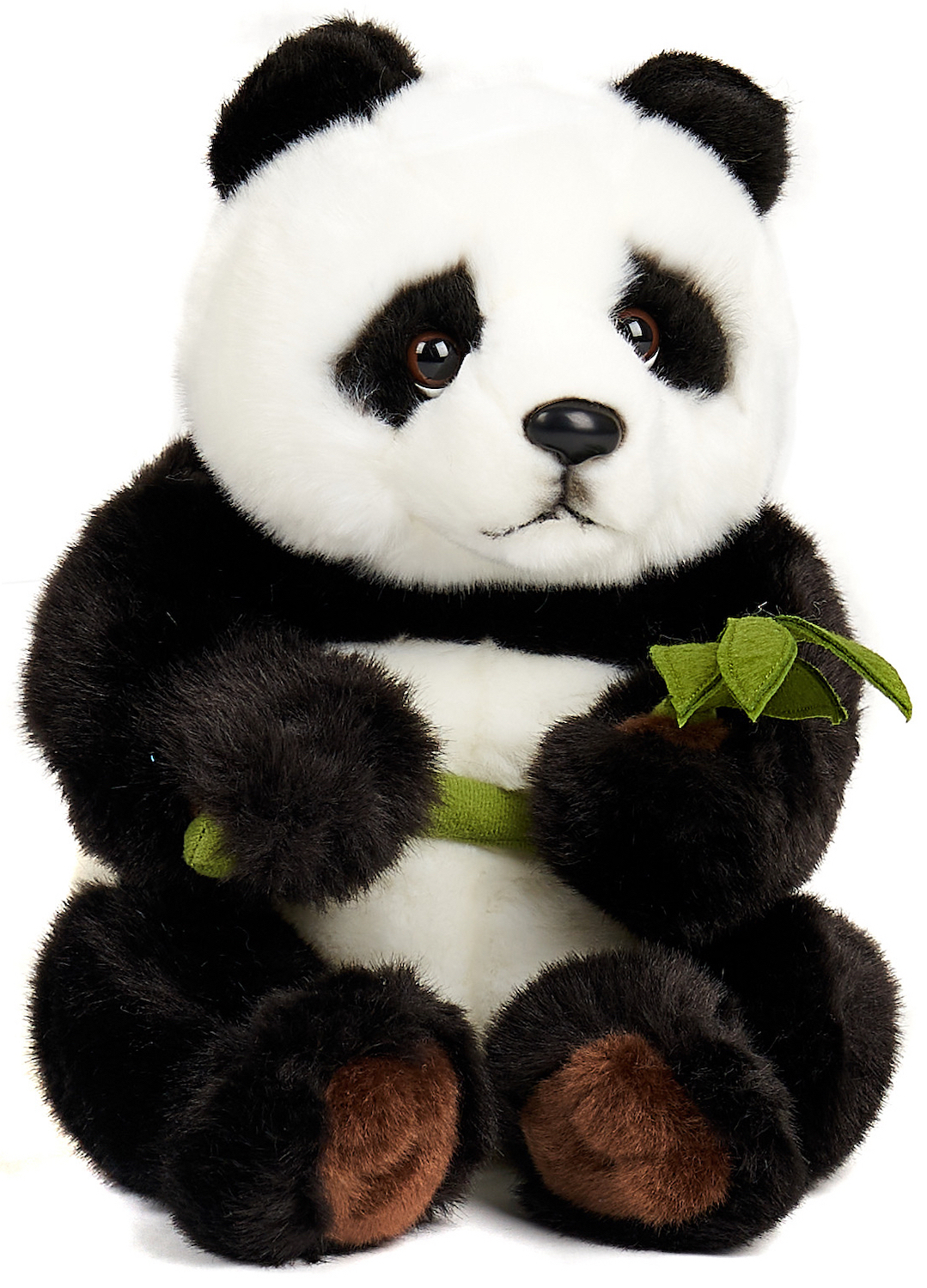 Pandabär mit Blatt, sitzend - 30 cm (Höhe)