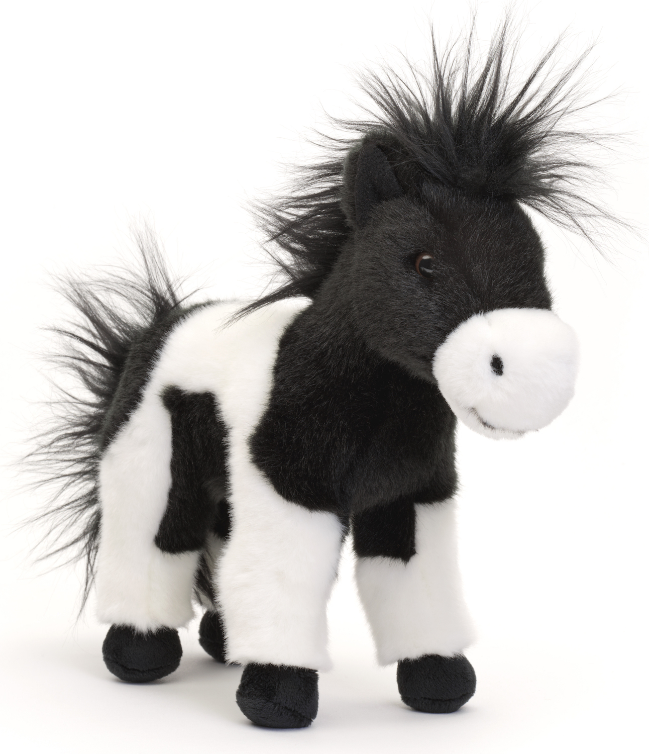 Horse black and white, standing - 23 cm (height)
