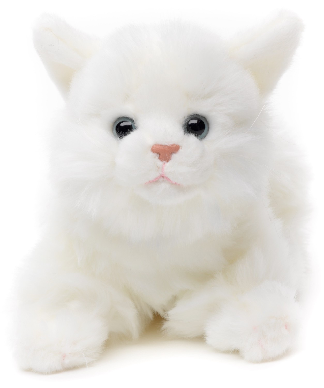Katze, liegend (weiß) - 20 cm (Länge) - Plüsch-Kätzchen - Plüschtier, Kuscheltier