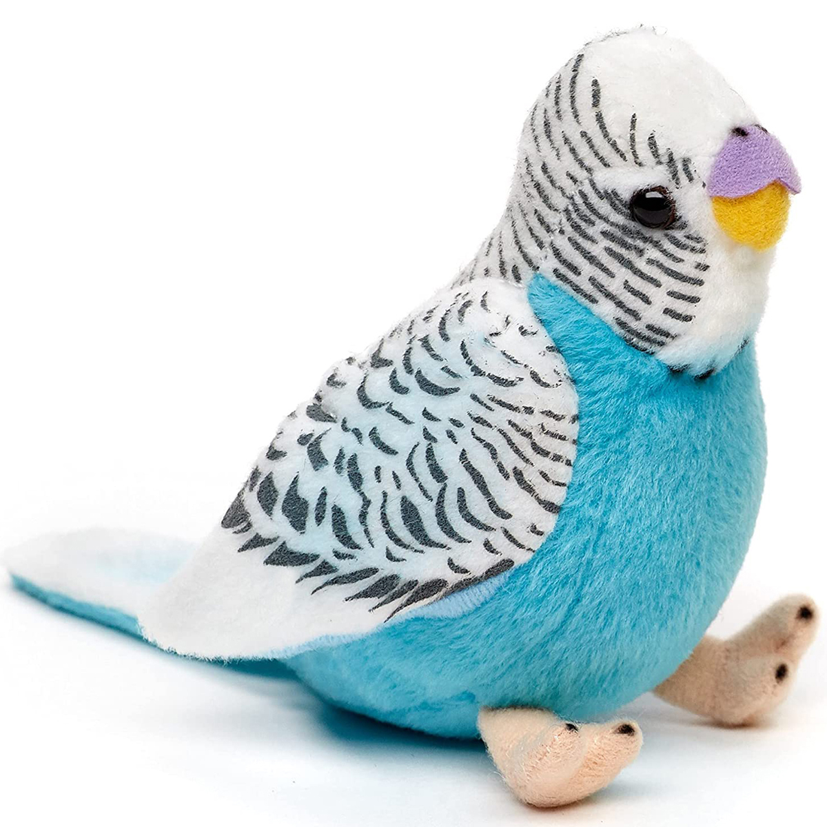 Uni-Toys - Wellensittich (blau) mit zwitschernder Stimme - 12 cm (Höhe) - Vogel - Plüschtier, Kuscheltier 
