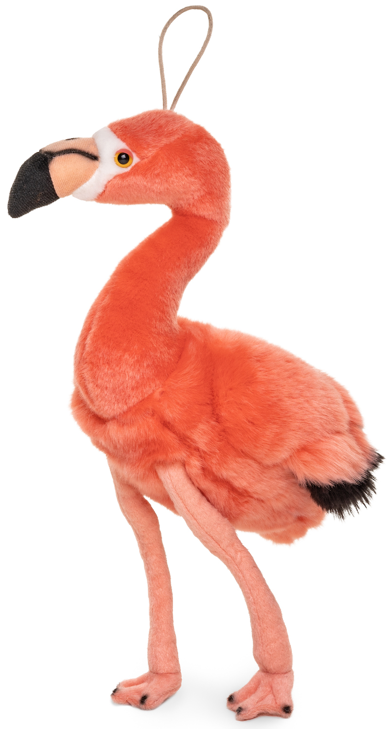 Flamingo pink, with loop - 19 cm (height) - plush bird - soft toy, cuddly toy