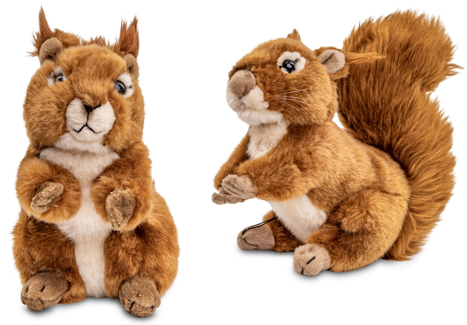 Uni-Toys - squirrel (2-piece set) - standing (height 17 cm) + lying (length 19 cm) - plush croissants - plush toy, cuddly toy