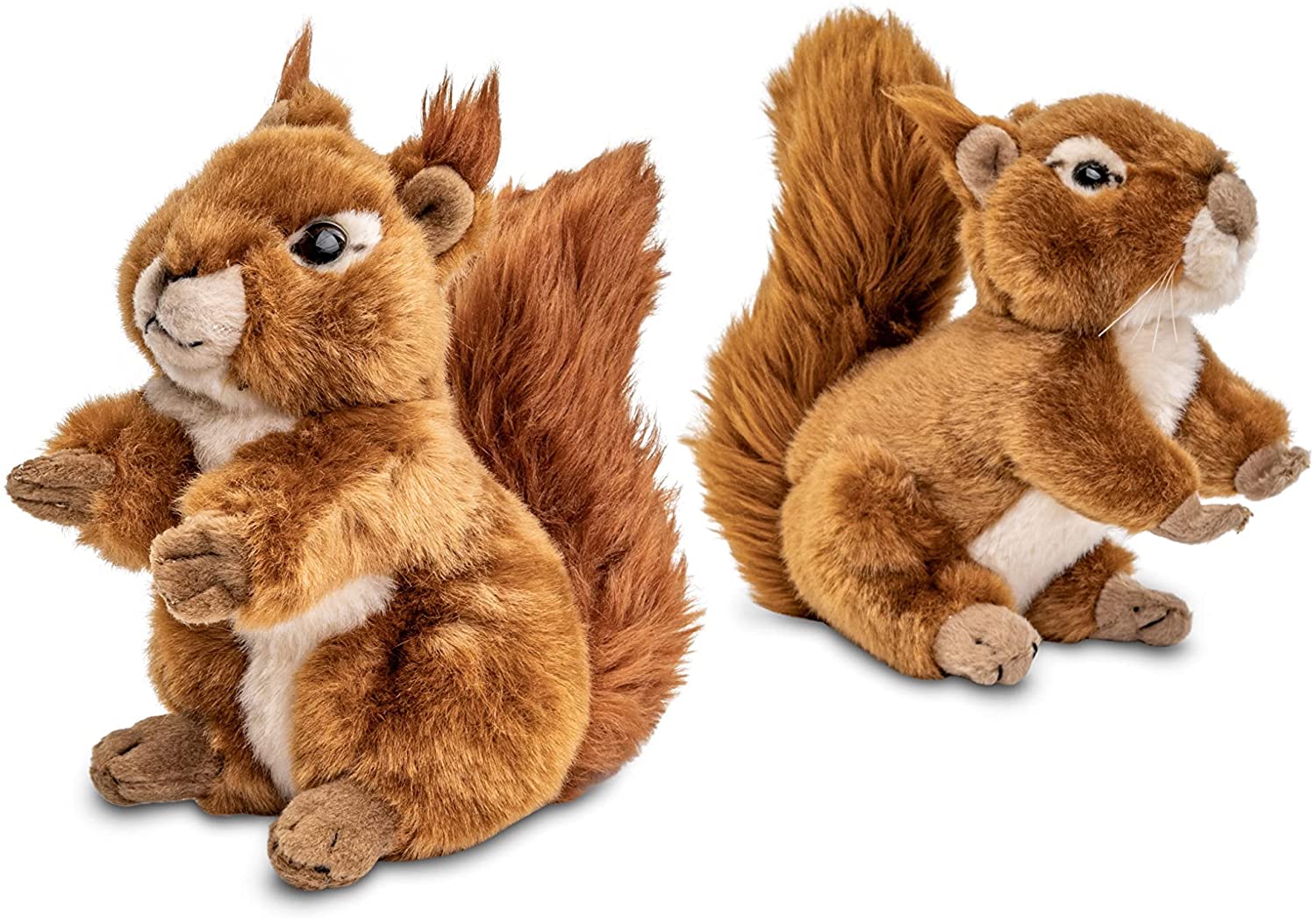 Uni-Toys - Eichhörnchen (2-teiliges Set) - stehend (Höhe 17 cm) + liegend (Länge 19 cm) - Plüsch-Hörnchen - Plüschtier, Kuscheltier 