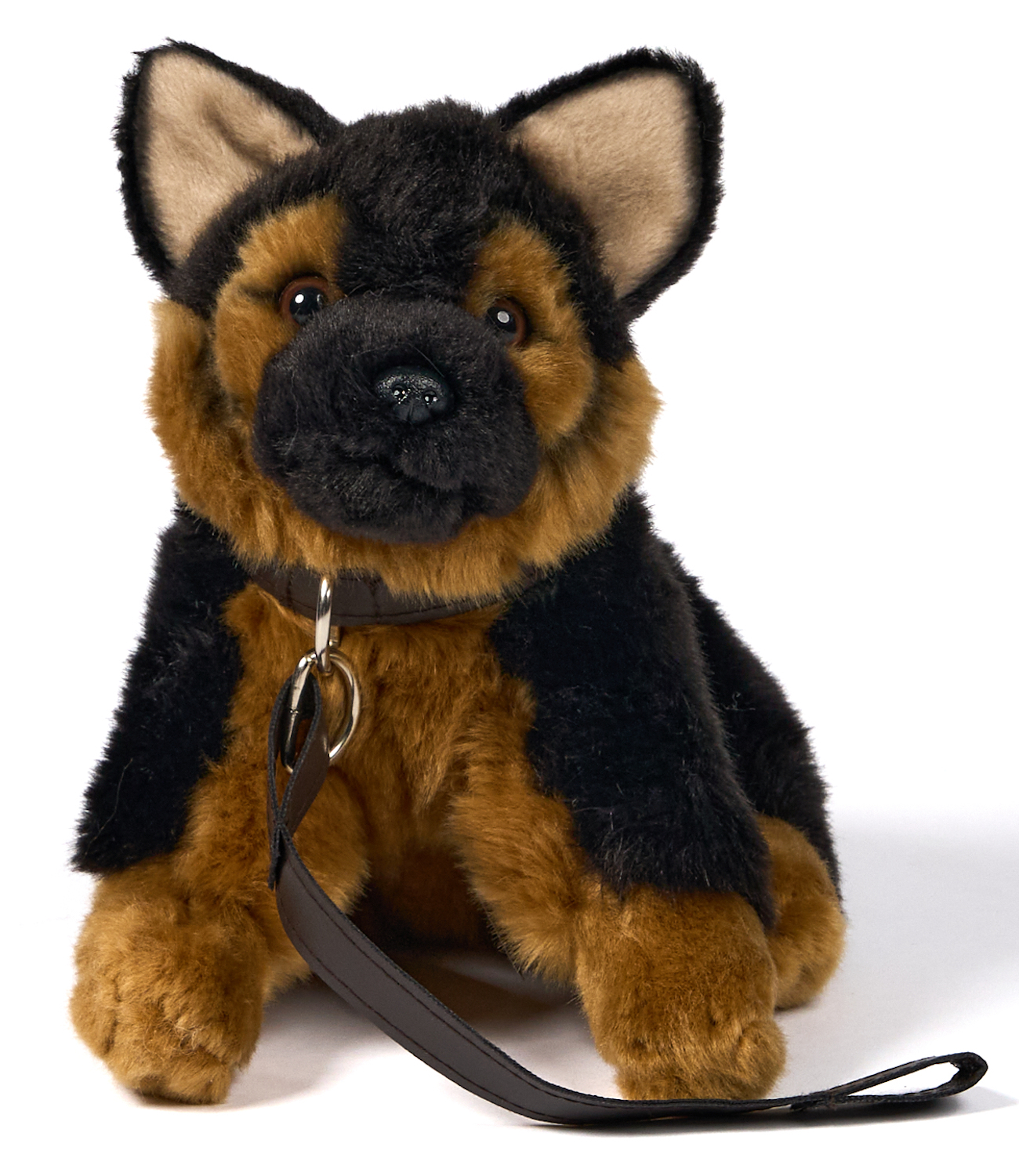 German shepherd puppy, sitting - With leash and voice (sound) - 18 cm (height)