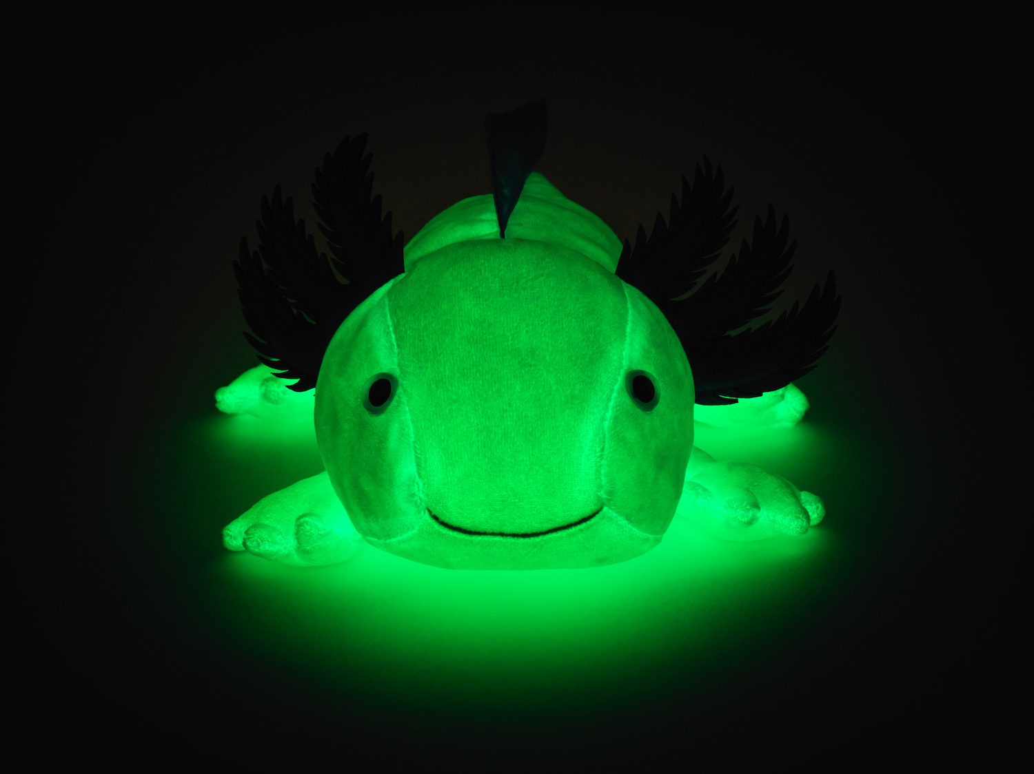 Axolotl (hellblau) - Leuchtet im Dunkeln (fluoreszierender Plüsch) - 32 cm (Länge) 