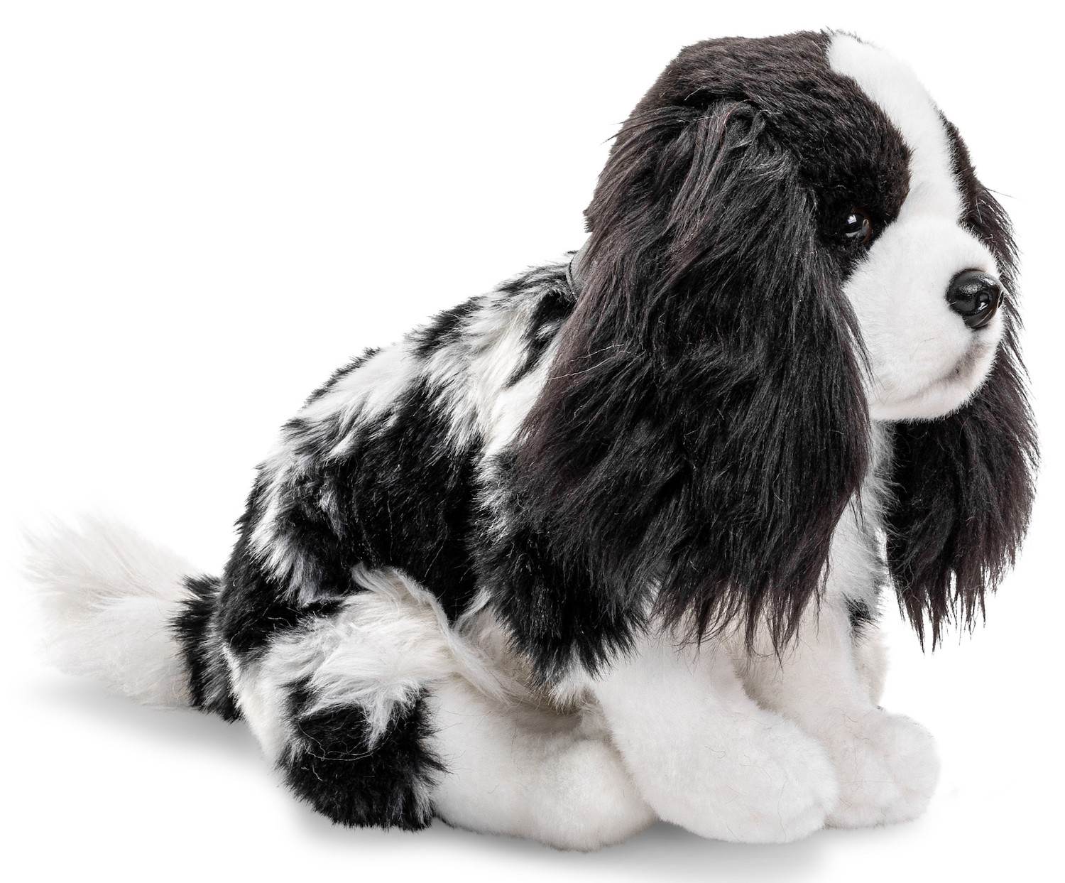 Cocker Spaniel Black And White, Sitting - 23 cm (height) - Plush Dog, Pet - Soft Toy, Cuddly Toy