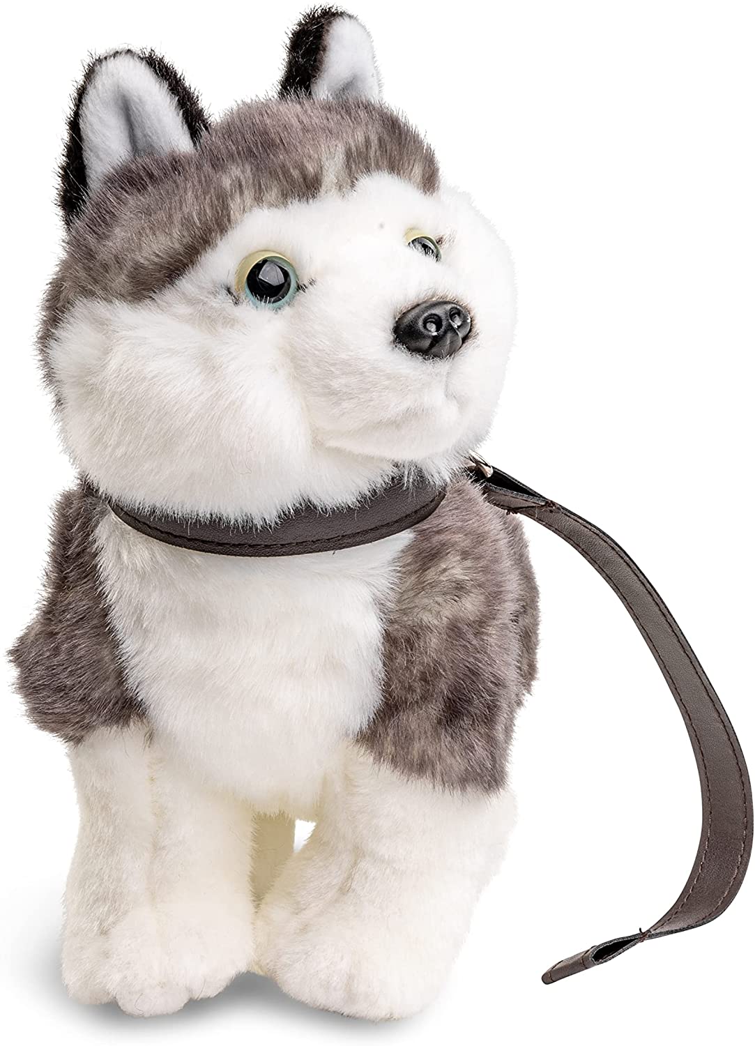25cm lang Uni-Toys Neuware wunderschöner Hund Husky dunkel ca 
