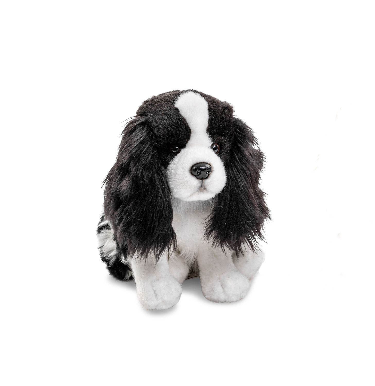 Cocker Spaniel schwarz-weiß, sitzend - 23 cm (Höhe) - Plüsch-Hund, Haustier - Plüschtier, Kuscheltier