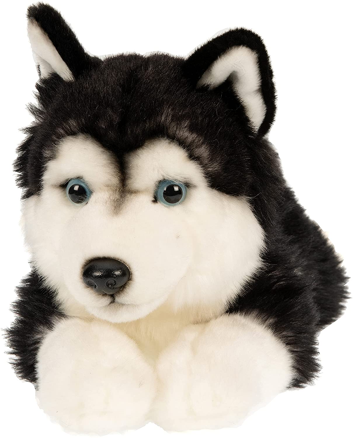 Uni-Toys - Husky black, lying - 41 cm (length) - Plush dog - Plush toy, cuddly toy